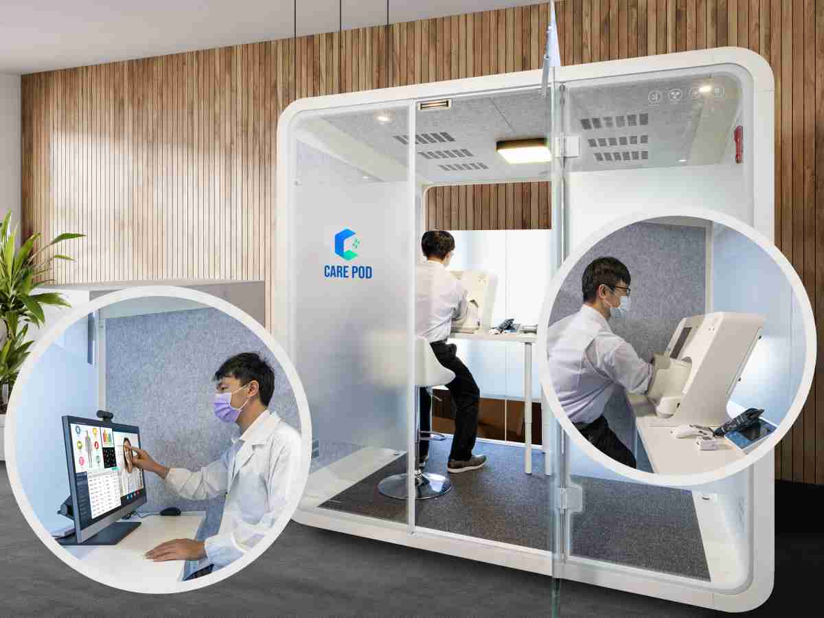 达擎于医疗科技展中展出＂远距诊疗舱＂，，，以因应医疗数字化及社会高龄化趋势下、、复诊及慢性病患等族群对于远距看诊需求逐渐升高所推出的创新整合方案。。。多功能合一、、高隐私性的远距诊疗舱可根据病患端与医师端的不同需求，，，提供弹性化及客制化功能，，节省医生和病患的精力及时间